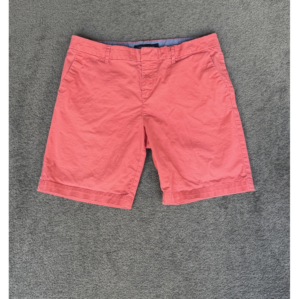 Tommy Hilfiger Womens Coral Pink Chino Shorts Size 10 Stretch Cotton Preppy